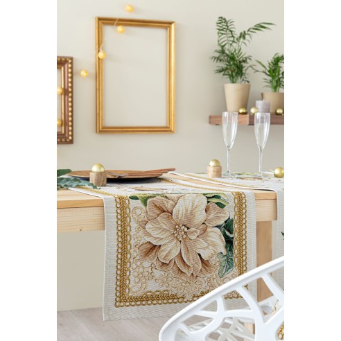 Jacquard table runner with Christmas baubles. 40x135 CANDLE