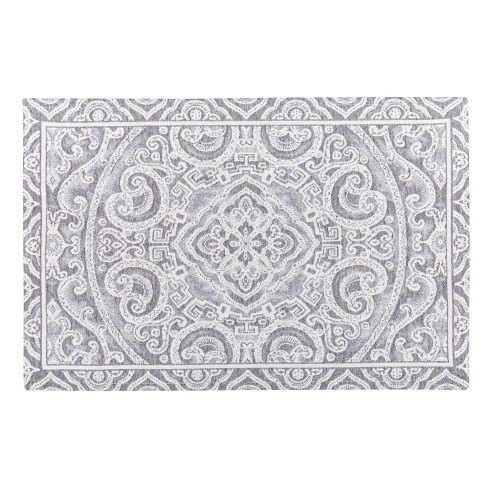 Jacquard placemat set with geometric motifs grey 30x45. MYKONOS C.6