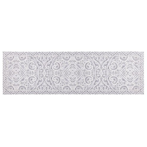 Jacquard table runner with geometric motifs grey. 40x135 MYKONOS C.6