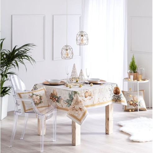 Jacquard tablecloth with Christmas motifs. CANDLE