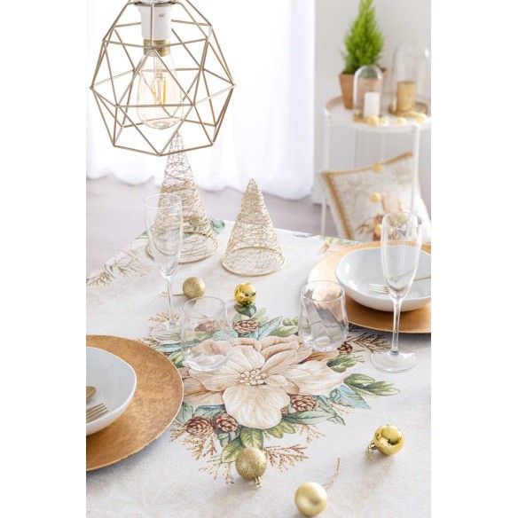 Jacquard tablecloth with Christmas motifs. CANDLE
