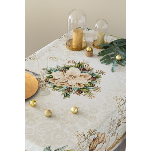 Jacquard tablecloth with Christmas motifs. CANDLE