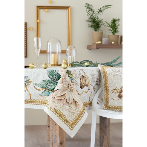 Jacquard tablecloth with Christmas motifs. CANDLE