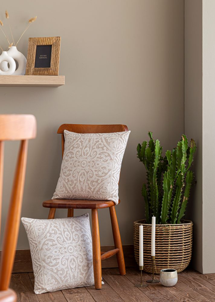 Jacquard cushion geometric beige 45x45 MYKONOS C.4