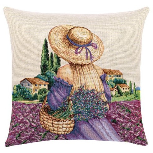 Cojin Jacquard campos lavanda 45x45 VAUCLUSE