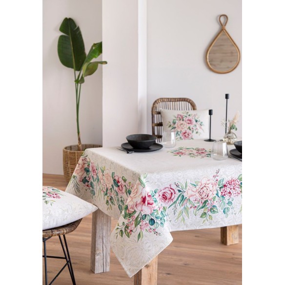 Mantel de mesa de tejido Jacquard con flores. PADUA