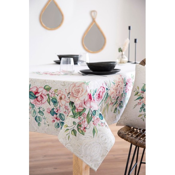 Mantel de mesa de tejido Jacquard con flores. PADUA