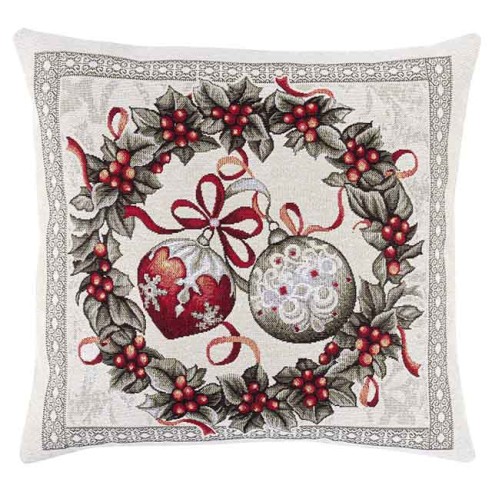 Jacquard cushion with Christmas wreath. 45x45 KRIS