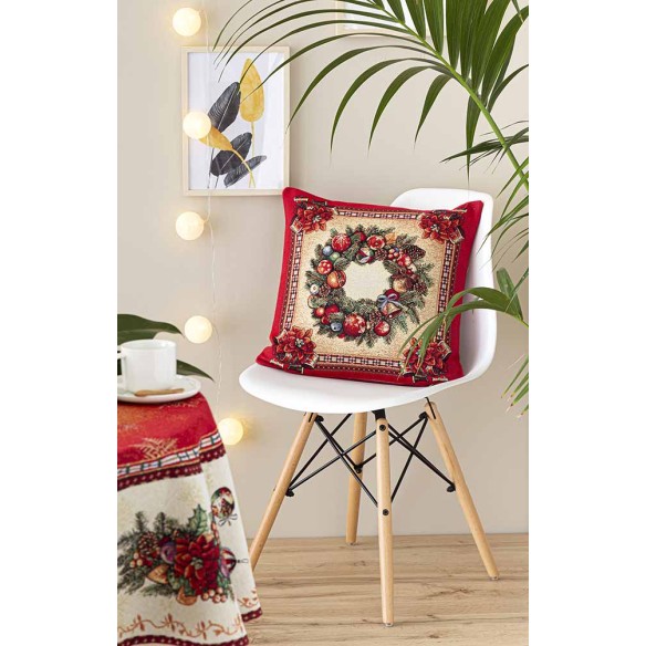 Cojin Jacquard navideño con corona 45x45 FIDELITY