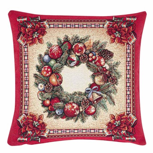 Jacquard Christmas cushion with wreath 45x45 FIDELITY