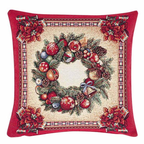 Jacquard Christmas cushion with wreath 45x45 FIDELITY