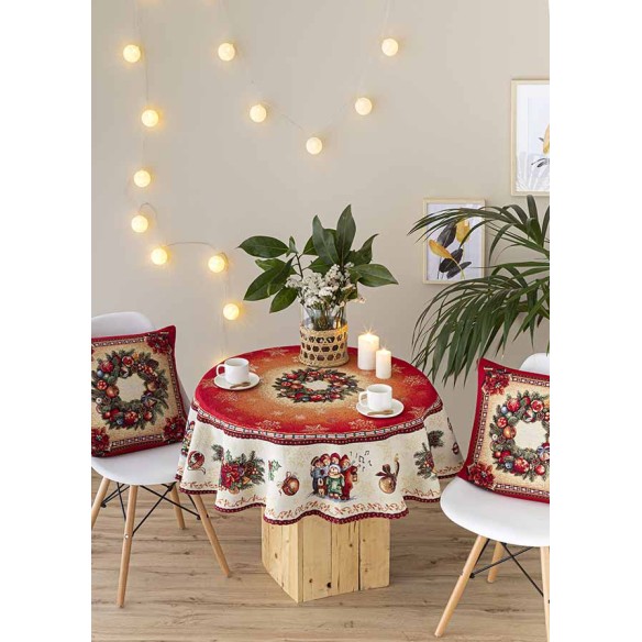 Mantel de mesa de tejido Jacquard con corona y motivos navideños FIDELITY