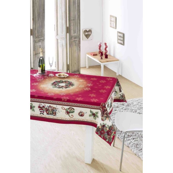 Mantel de mesa de tejido Jacquard con corona y motivos navideños FIDELITY