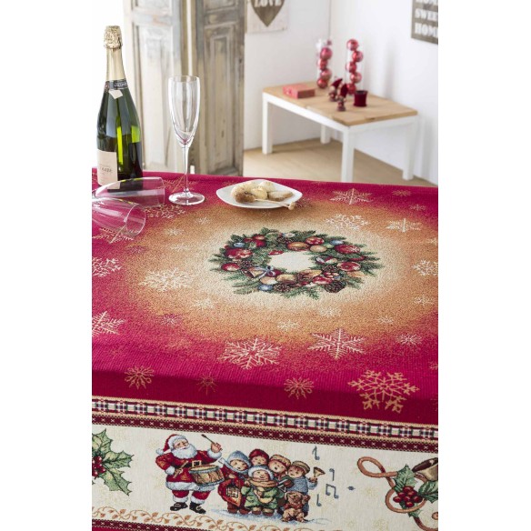 Mantel de mesa de tejido Jacquard con corona y motivos navideños FIDELITY