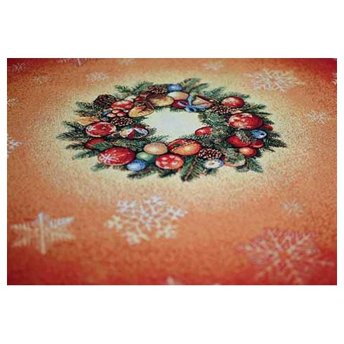 Jacquard tablecloth with wreath and Christmas motifs FIDELITY