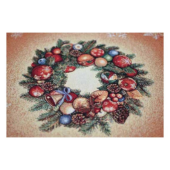 Jacquard tablecloth with wreath and Christmas motifs FIDELITY