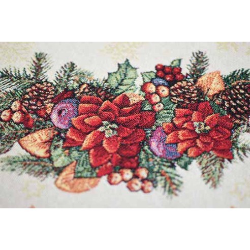 Mantel de mesa de tejido Jacquard con corona y motivos navideños FIDELITY