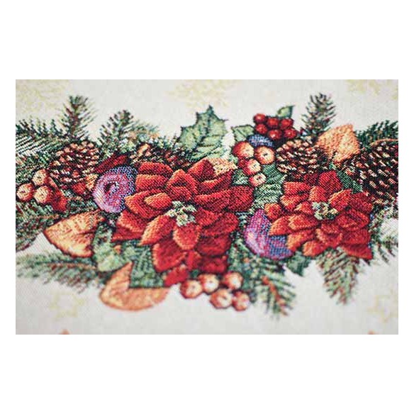 Mantel de mesa de tejido Jacquard con corona y motivos navideños FIDELITY