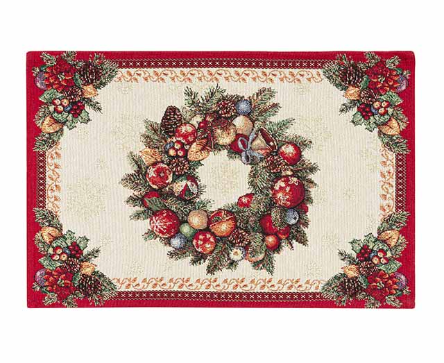 Jacquard placemat set with wreath and Christmas motifs 30x45 FIDELITY