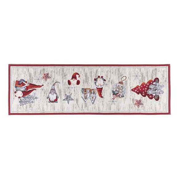 Jacquard table runner with Christmas Gnomes. 40x135 GNOMOS
