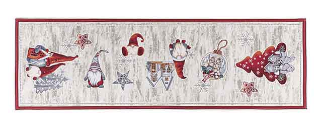 Jacquard table runner with Christmas Gnomes. 40x135 GNOMOS