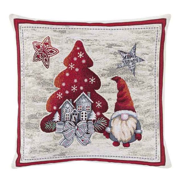 Jacquard cushion with Christmas Gnomes. 45x45 GNOMOS
