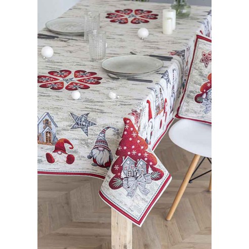Mantel de mesa de tejido Jacquard con Gnomos Navideños GNOMOS