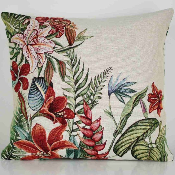 Cojin Jacquard flores y plantas tropicales 45x45 BIANKA