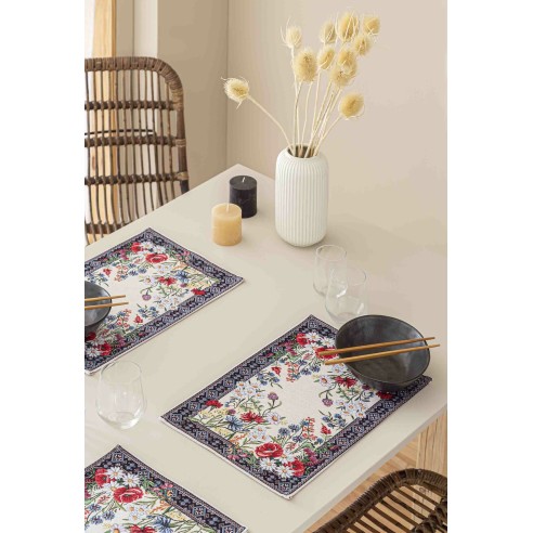 Jacquard placemat set with wildflowers. 30x45 CHAMOMILLE
