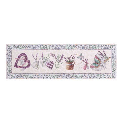 Jacquard table runner with lavender flowers. 40x135 LAVANDER