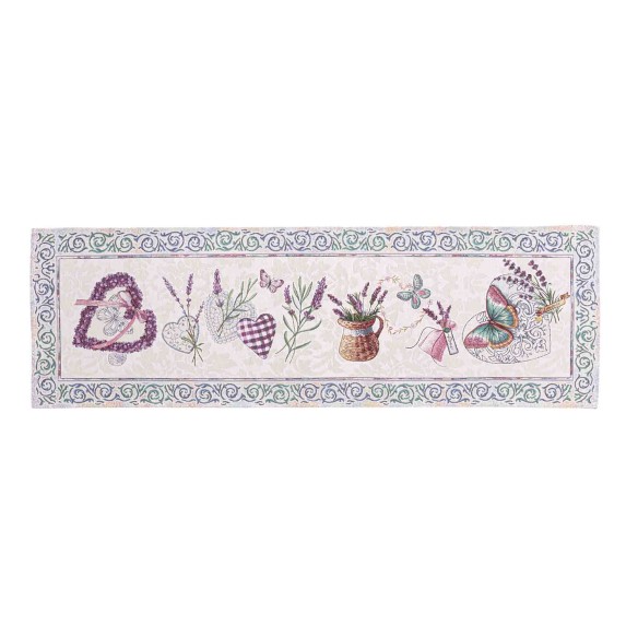 Jacquard table runner with lavender flowers. 40x135 LAVANDER