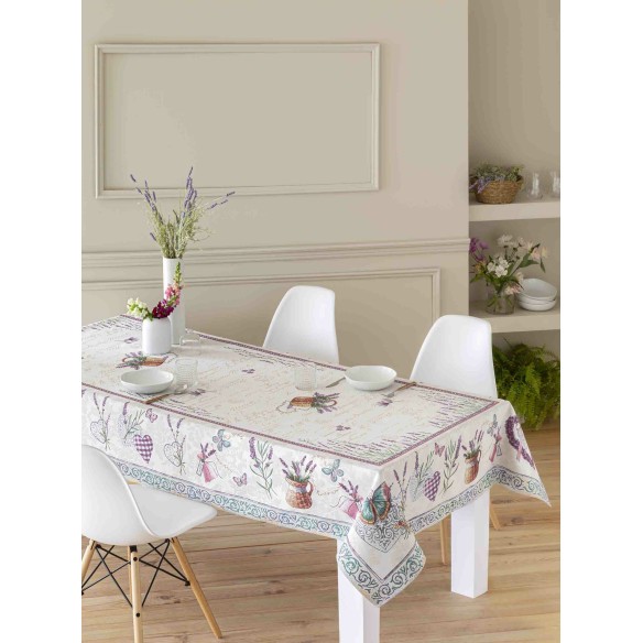 Jacquard tablecloth with lavender flowers LAVANDER