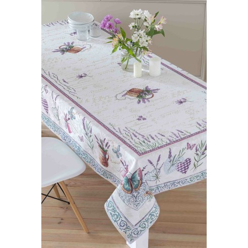 Mantel de mesa de tejido Jacquard con flores lavanda LAVANDER
