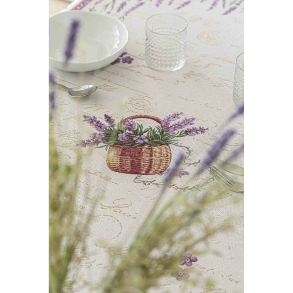 Mantel de mesa de tejido Jacquard con flores lavanda LAVANDER