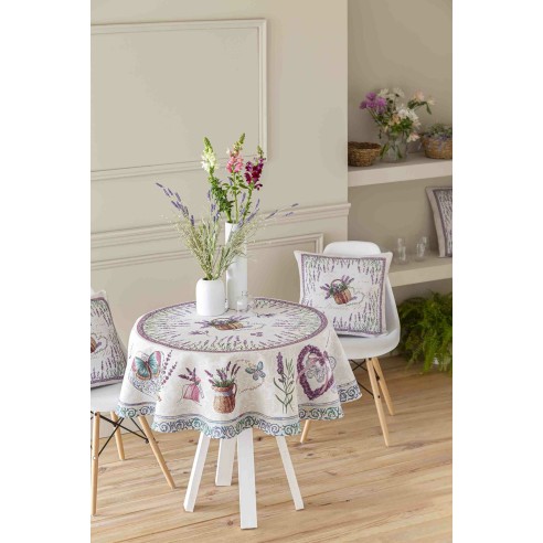 Jacquard tablecloth with lavender flowers LAVANDER