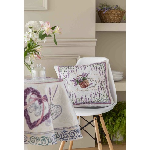 Jacquard cushion with lavender flowers 45x45 LAVANDER