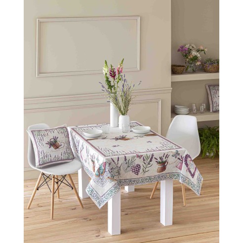Jacquard tablecloth with lavender flowers LAVANDER