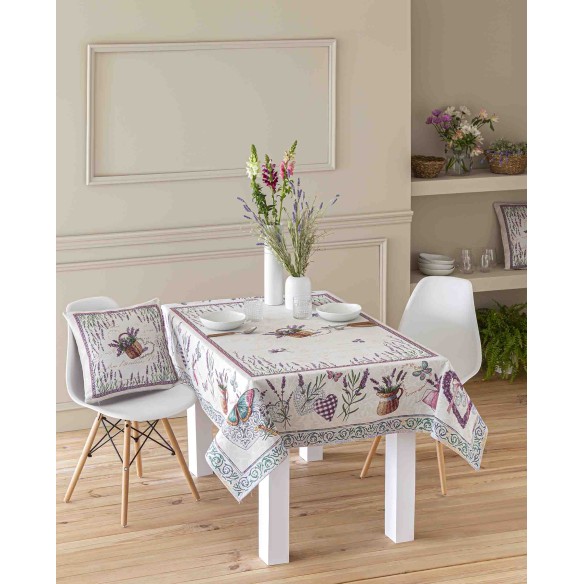 Jacquard tablecloth with lavender flowers LAVANDER