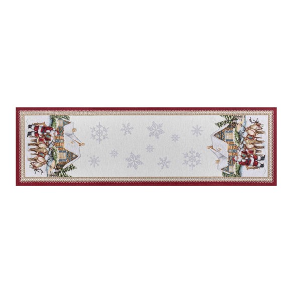 Camino de mesa de tejido jacquard  con Papa Noel y Renos. 40x135 FROSTY