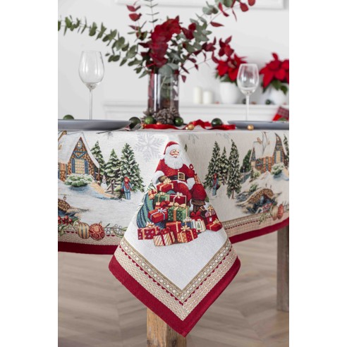 Jacquard tablecloth with Santa Claus and Reindeer FROSTY