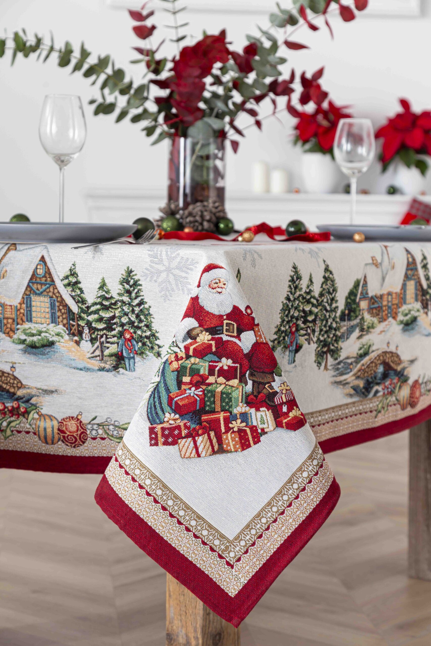 Jacquard tablecloth with Santa Claus and Reindeer FROSTY