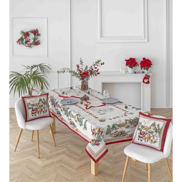 Jacquard tablecloth with Santa Claus and Reindeer FROSTY