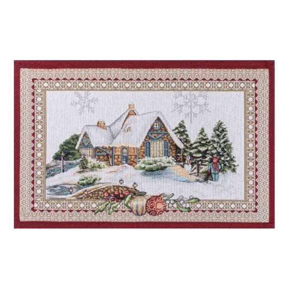 Set individual de mesa de tejido jacquard con Papa Noel y reno. 30x45 FROSTY