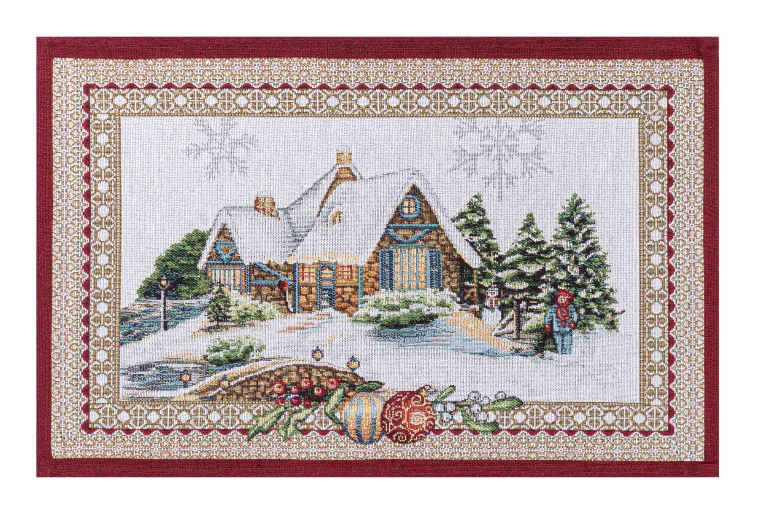 Jacquard placemat set with Santa Claus and Reindeer. 30x45 FROSTY