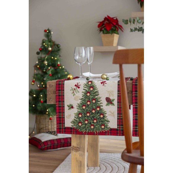 Jacquard table runner with Christmas Tree. 40x135 SAPIN