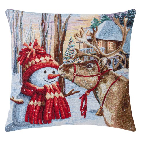Jacquard cushion with Snowman and Reindeer. 45x45 DONNER