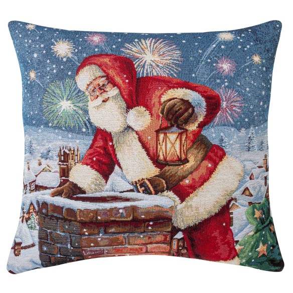 Jacquard cushion with Santa Claus in Chimney. 45x45 CHIMNEY