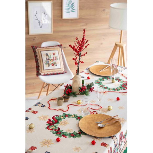 Cojin Jacquard con Cascanueces y cuadros rojos. 45x45 TAMBURELLI