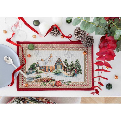 Jacquard placemat set with Santa Claus and Reindeer. 30x45 FROSTY