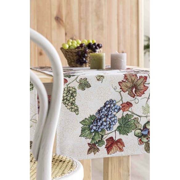 Camino de mesa de tejido jacquard con hojas de parra. 40x135 PARRA